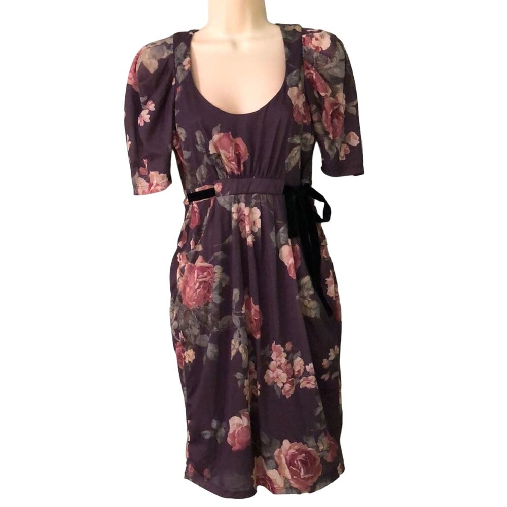 Zara Floral Print Knit Dress Woman Size Medium Cottagecore Lined Pockets